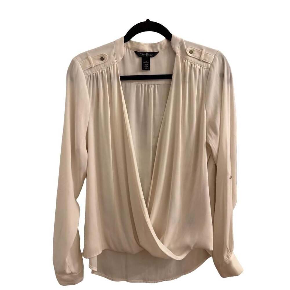 White House Black Market Ivory Long Sleeve Draped #114
